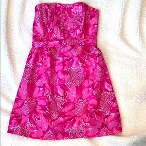 Lilly Pulitzer strapless pink safari dress 8 NEW